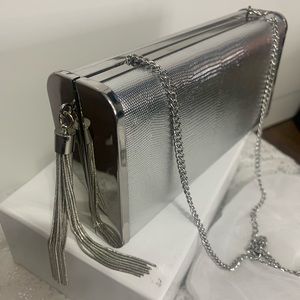 Silver evening clutch